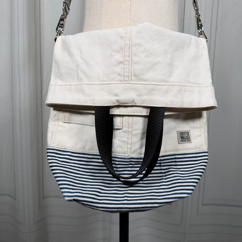 Chester Wallace Portland Oregon Canvas Upright Tote/Crossbody Striped Bag